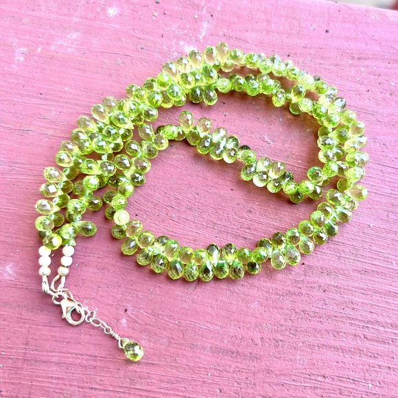 Handcrafted Natural Peridot Necklace 14k Solid Yellow Gold , August Birthstone - Picture 1 of 12